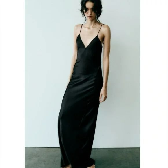 ZARA SATIN SLIP DRESS - Picture 3 of 10
